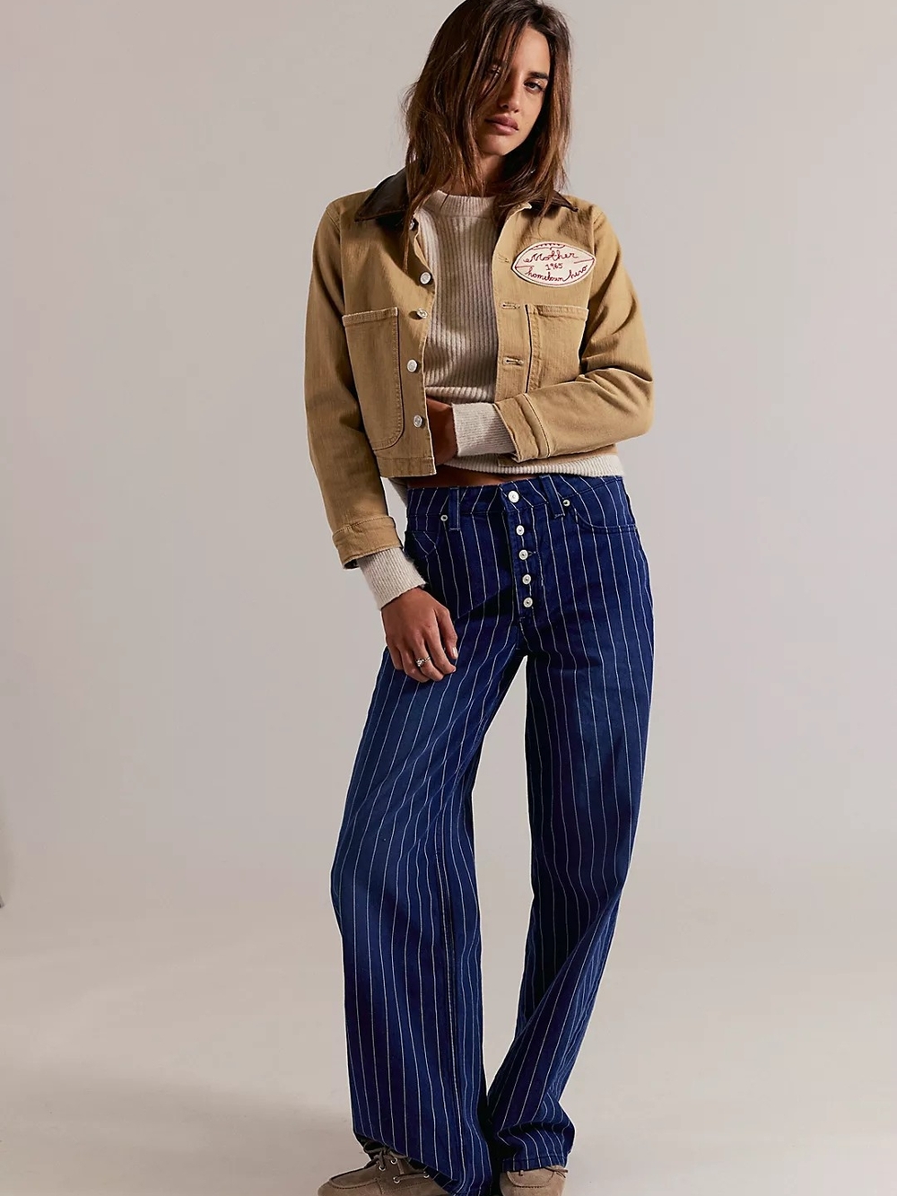 We The Free Nia Striped Boyfriend Jeans